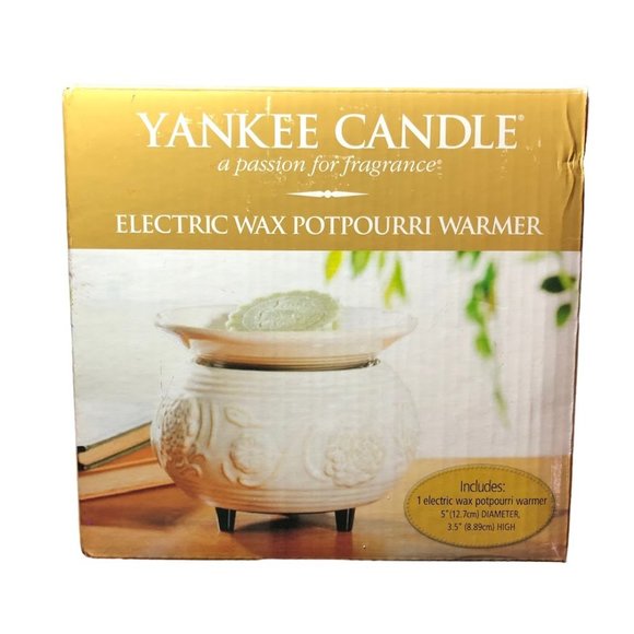 Yankee Candle Electric Wax Potpourri Warmer Ceramic Flowers Ivory NEW - Picture 1 of 2